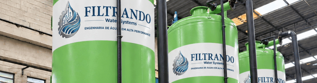 Sistema industrial de polimento de água por Leito Misto Mixed Bed 500 m³/h desenvolvido pela Filtrando Engenharia para refinaria